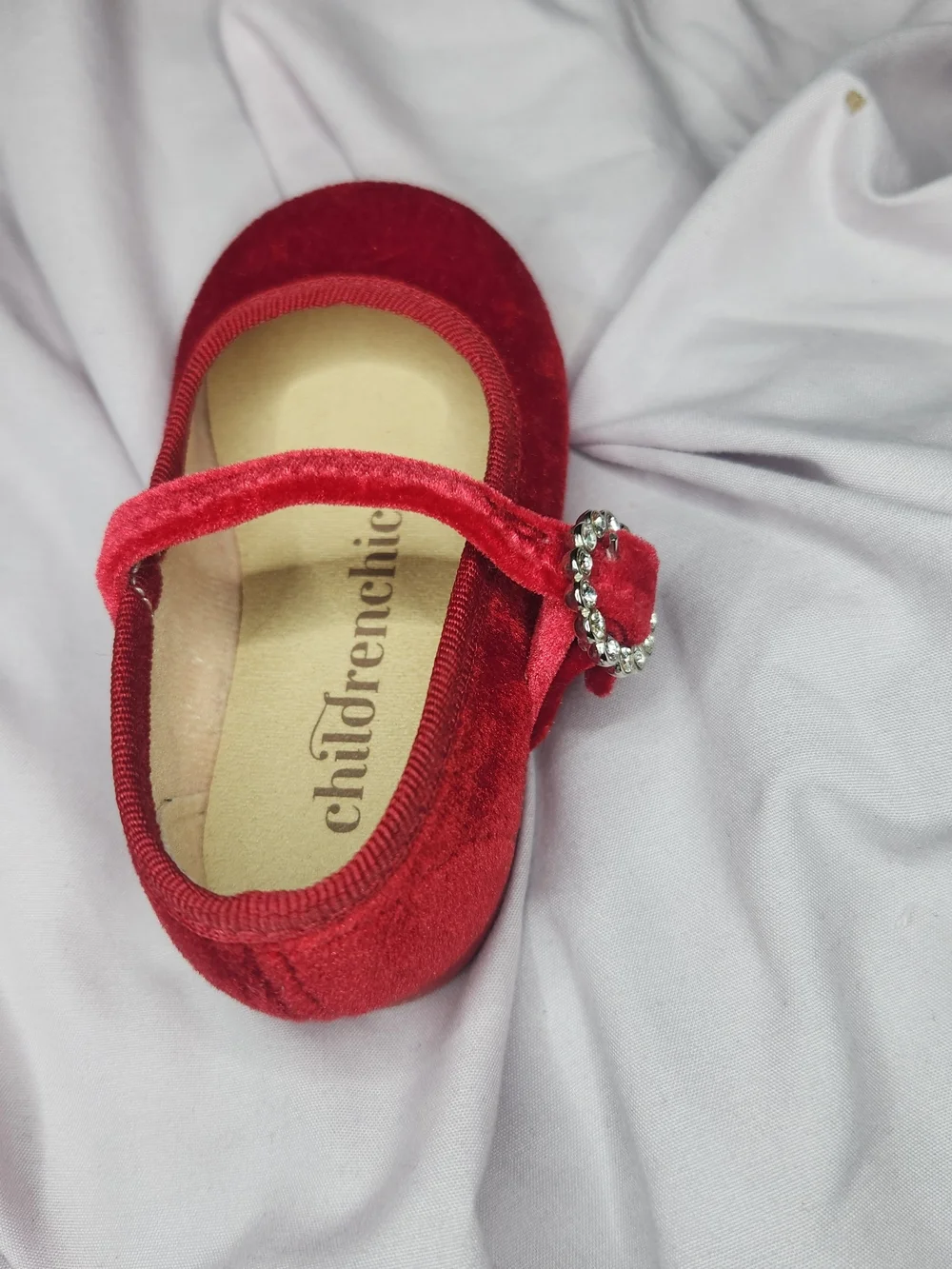 Girls' Red Velvet Mary Jane Dress Shoes by Chienchic
